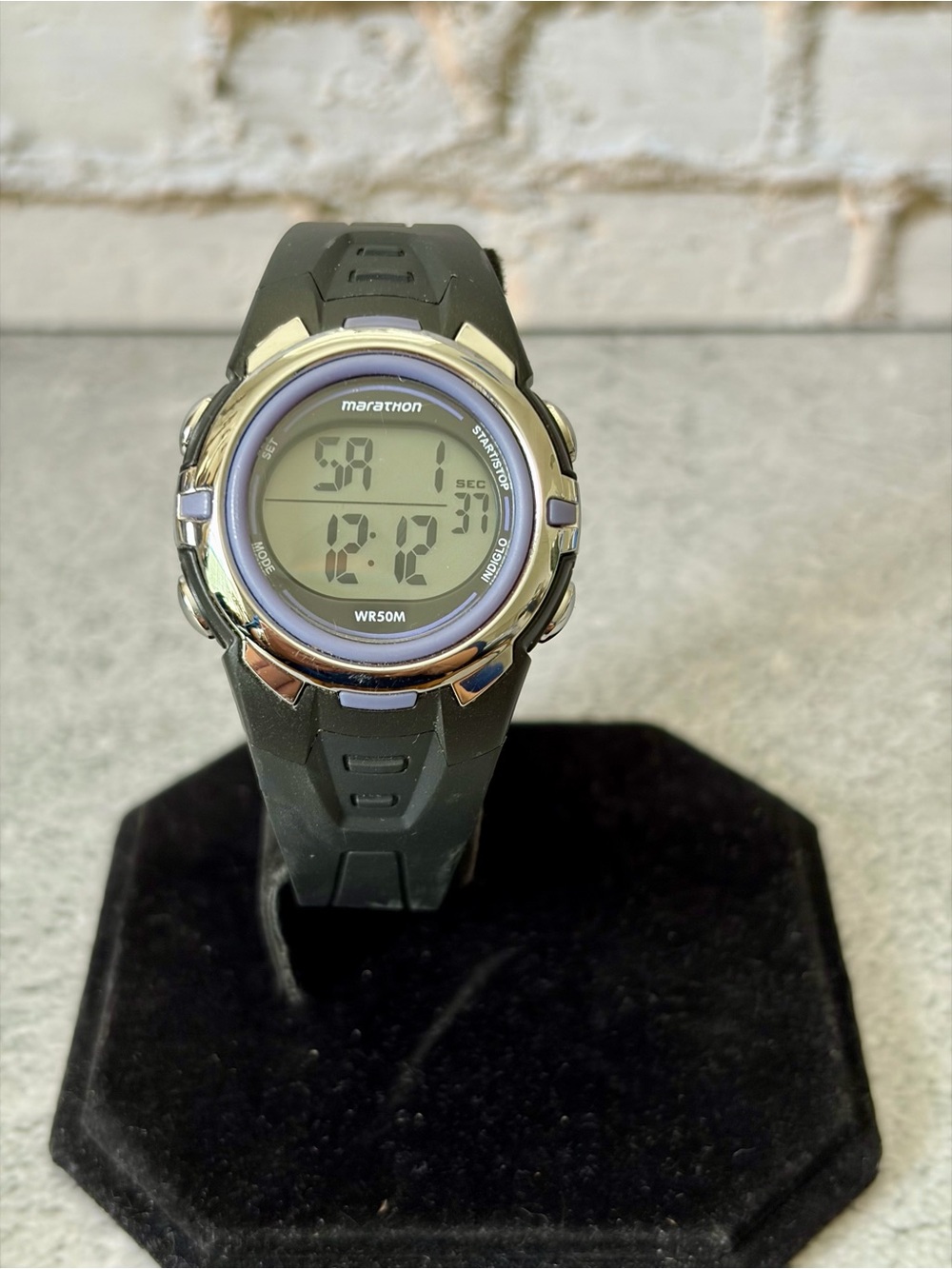 Marathon Digital Sport Watch WR50M Black Purple 34mm New Battery